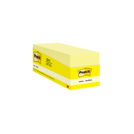 Post-it Notes, 3" x 3", Canary Collection, 90 Sheet/Pad, 24 Pads/Pack