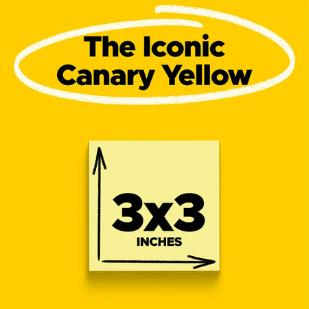 Post-it Notes, 3" x 3", Canary Collection, 90 Sheet/Pad, 24 Pads/Pack