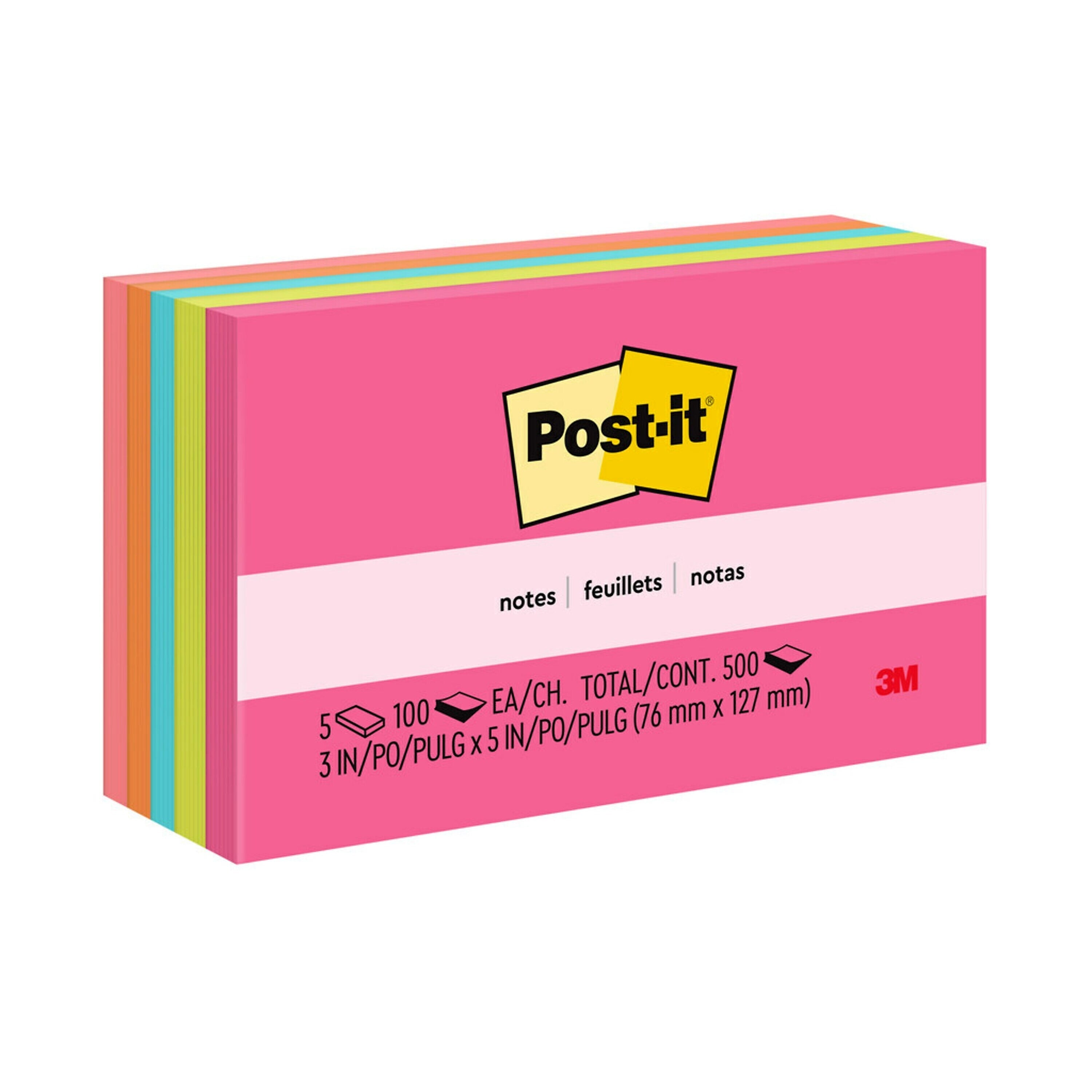 Post-it Notes, 3" x 5", Poptimistic Collection, 100 Sheet/Pad, 5 Pads/Pack