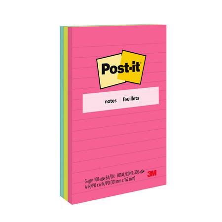 Post-it Notes, 4" x 6", Poptimistic Collection, Lined, 100 Sheet/Pad, 3 Pads/Pack