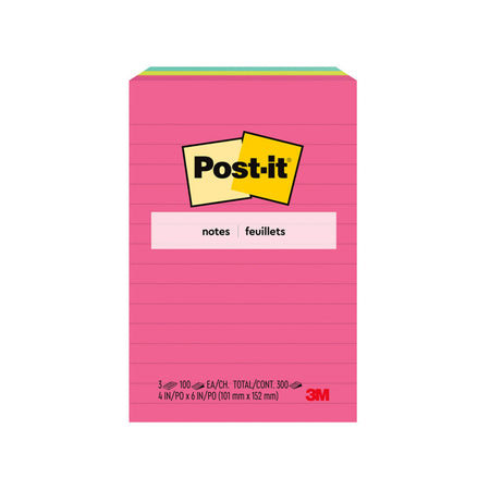 Post-it Notes, 4" x 6", Poptimistic Collection, Lined, 100 Sheet/Pad, 3 Pads/Pack