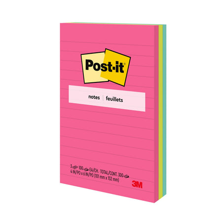 Post-it Notes, 4" x 6", Poptimistic Collection, Lined, 100 Sheet/Pad, 3 Pads/Pack