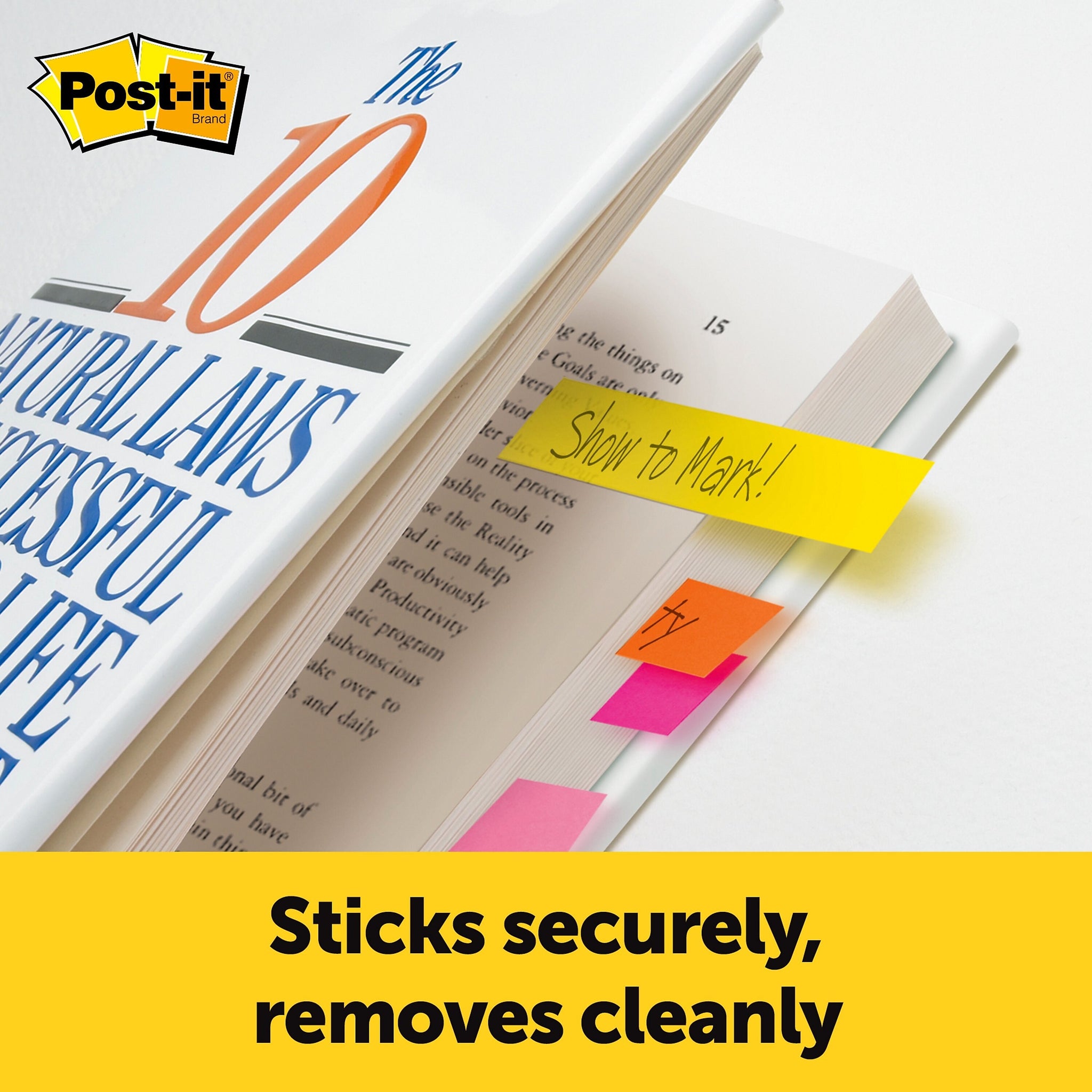 Post-it Page Markers, Assorted Bright Colors, .5 in. x 1.7 in., 100 Sheets/Pad, 5 Pads/Pack