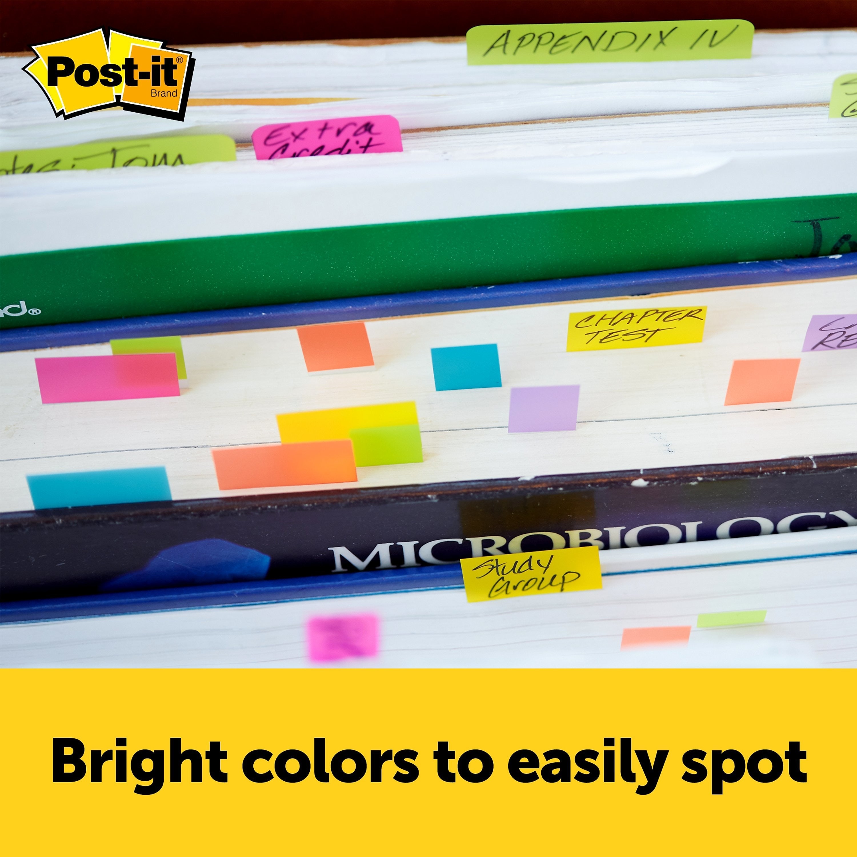 Post-it Page Markers, Assorted Bright Colors, .5 in. x 1.7 in., 100 Sheets/Pad, 5 Pads/Pack