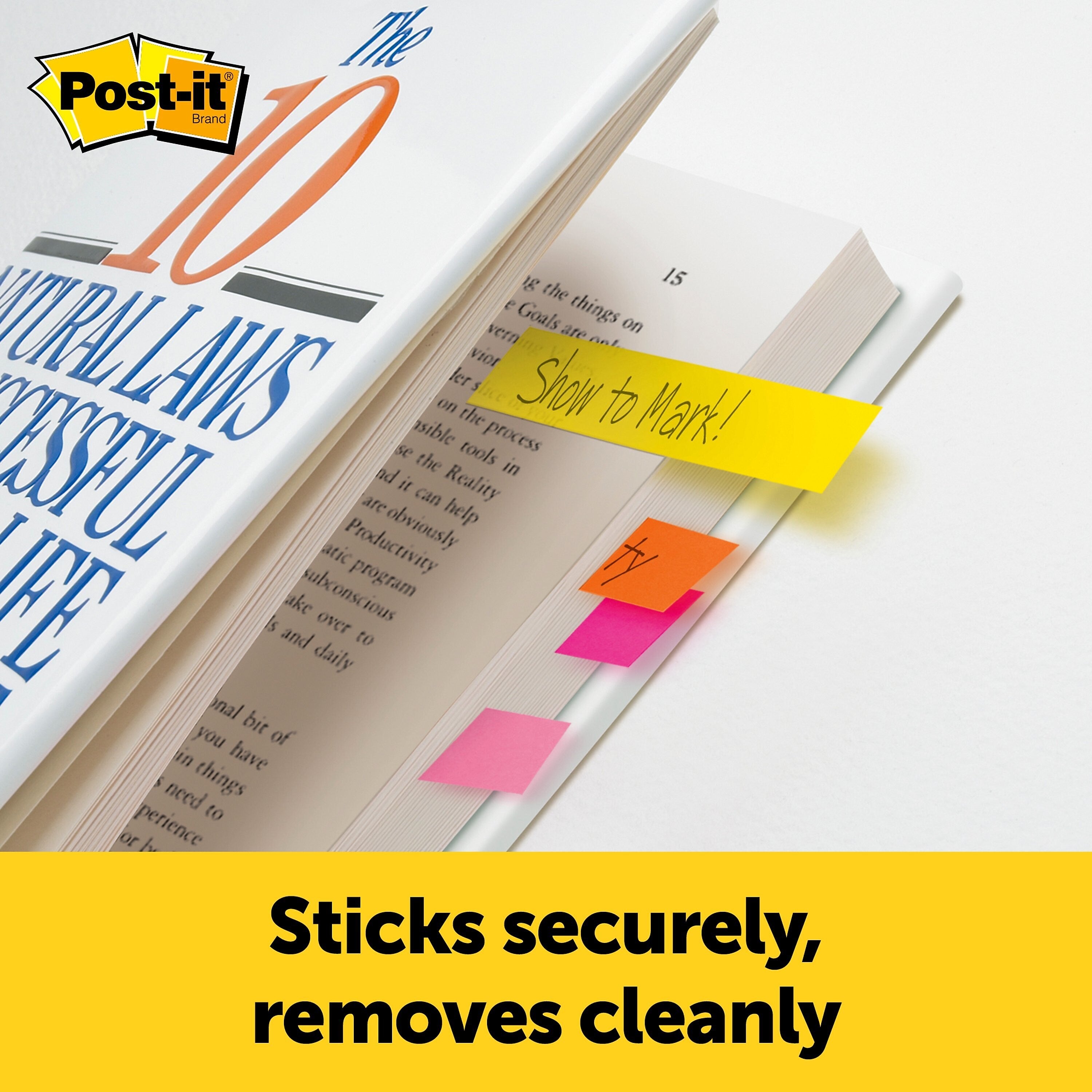 Post-it Page Markers, Assorted Colors , .5 in. x 1.875 in., 100 Sheets/Pad, 5 Pads/Pack
