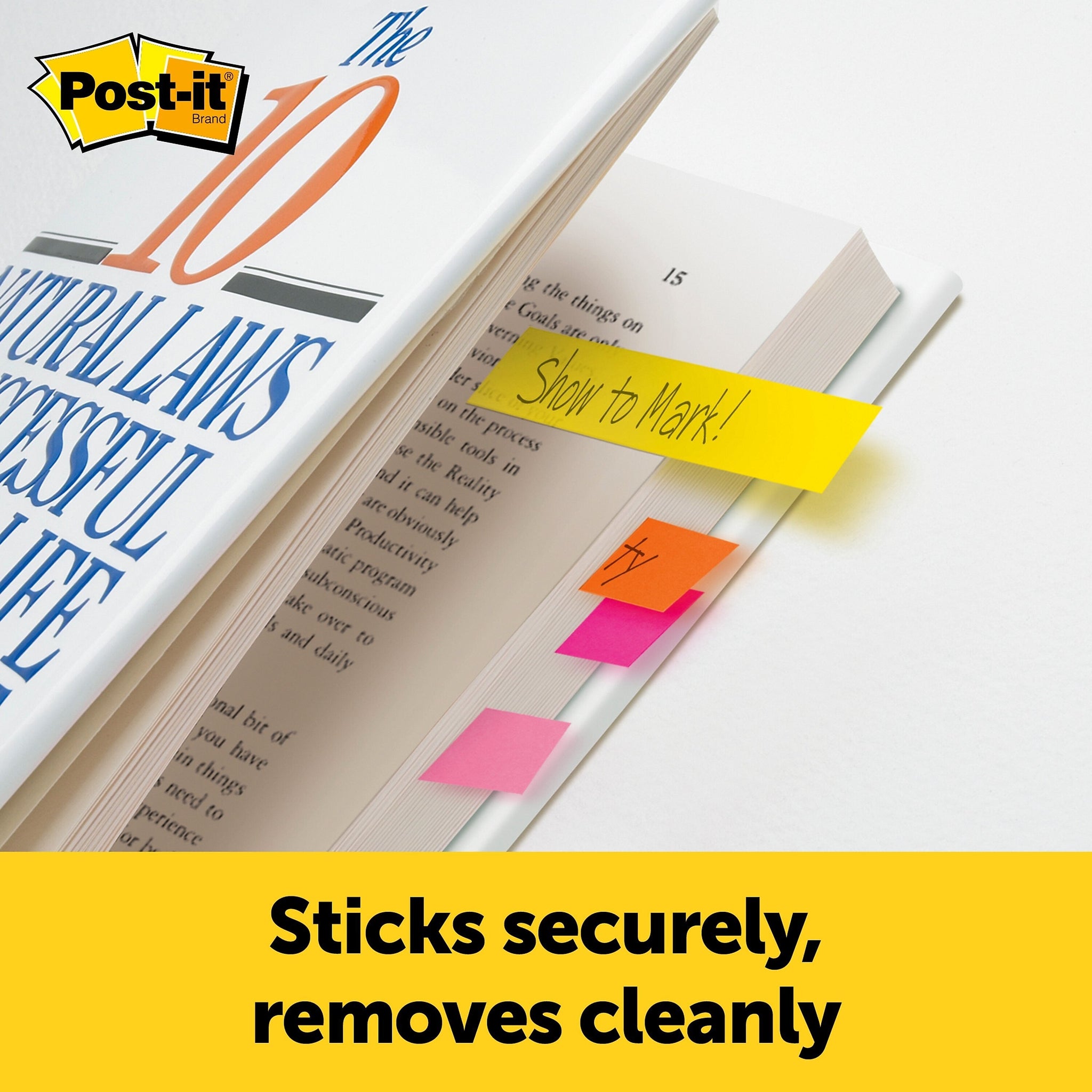 Post-it Page Markers, Assorted Colors , .5 in. x 1.875 in., 100 Sheets/Pad, 5 Pads/Pack