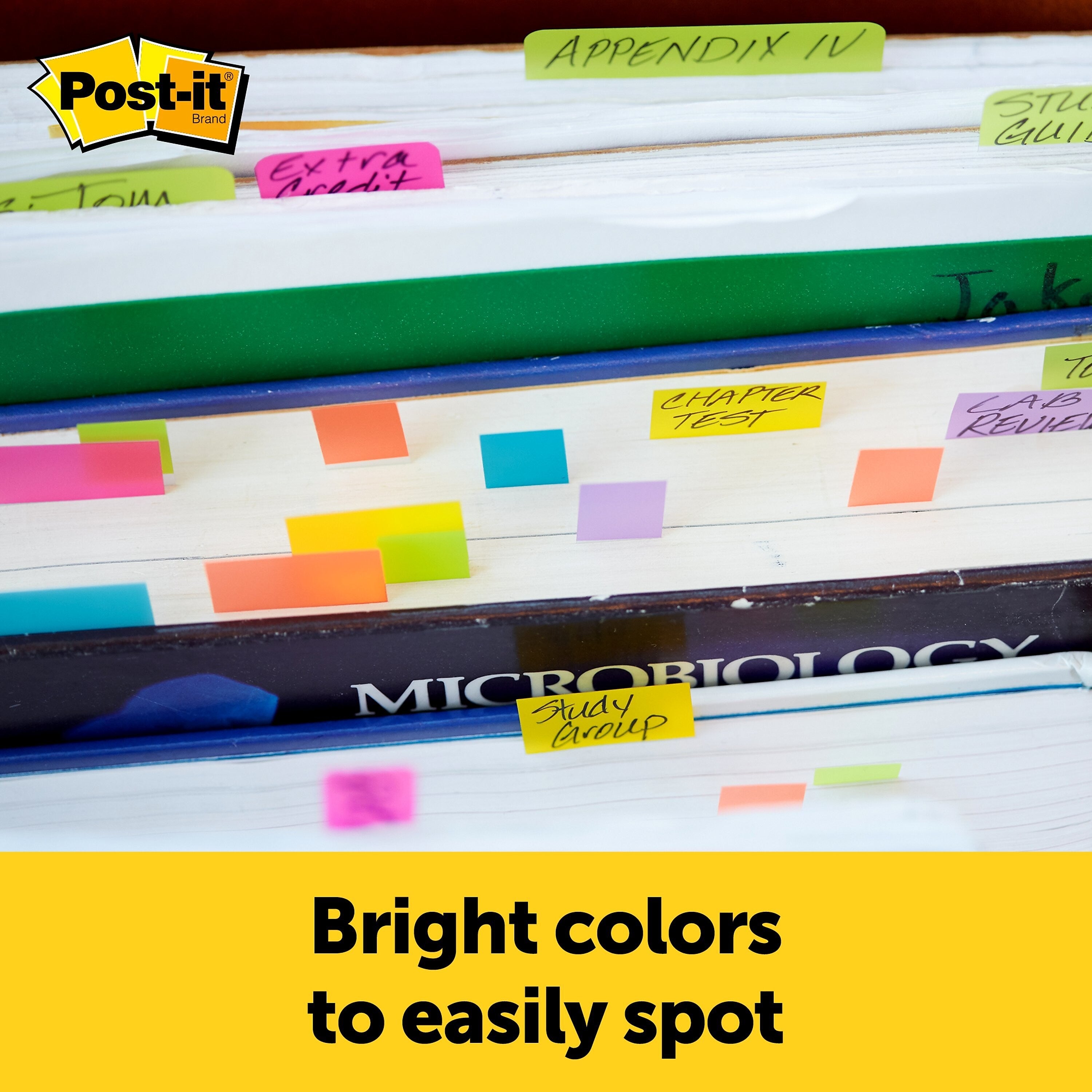 Post-it Page Markers, Assorted Colors , .5 in. x 1.875 in., 100 Sheets/Pad, 5 Pads/Pack