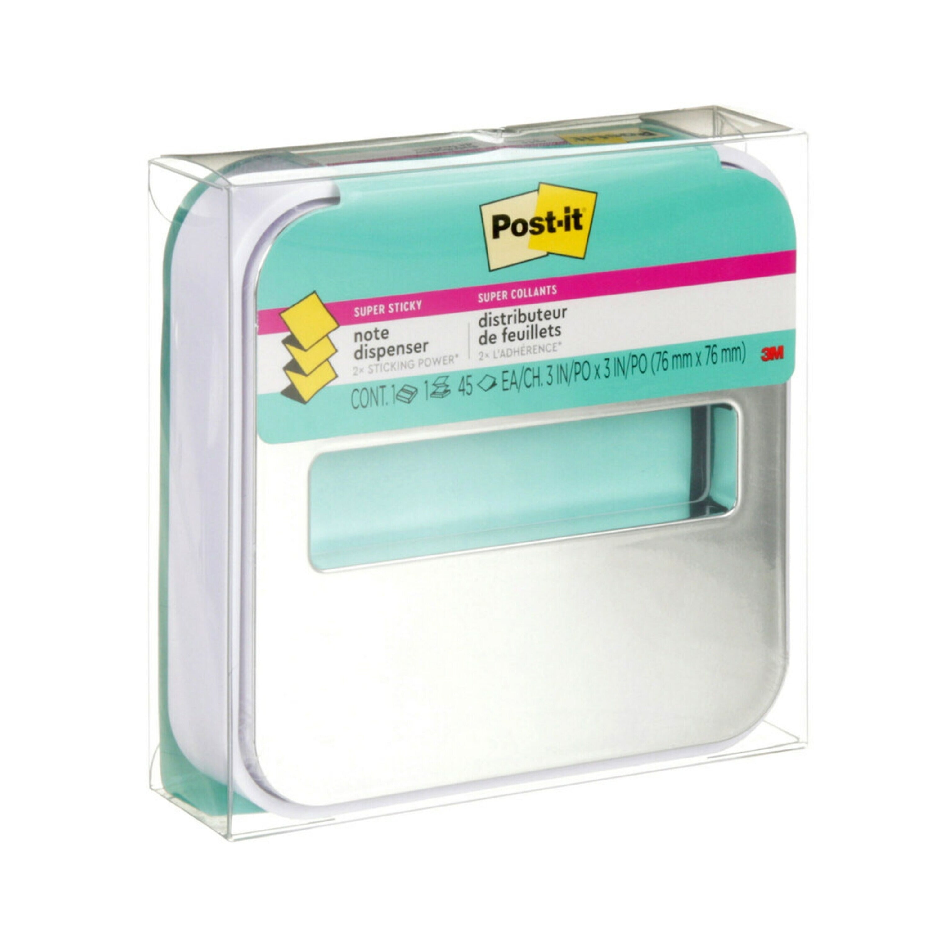 Post-it Pop-Up Dispenser for 3" x 3" Notes, Metallic/White