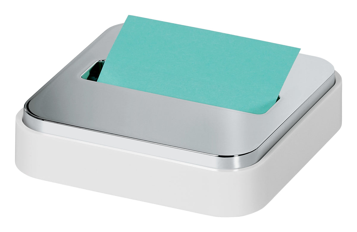 Post-it Pop-Up Dispenser for 3" x 3" Notes, Metallic/White