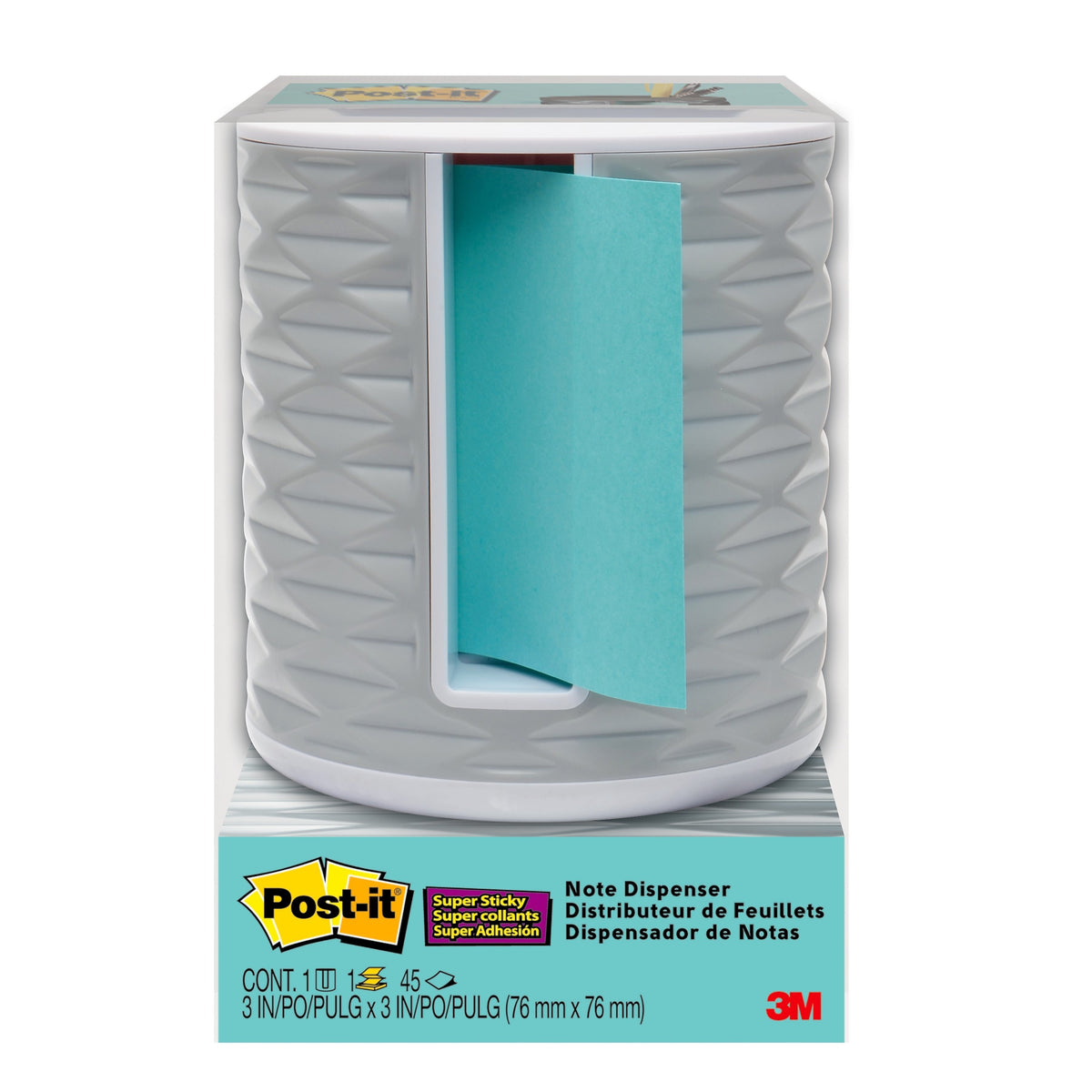 Post-it® Pop-up Dispenser for 3" x 3" Sticky Notes, White/Grey