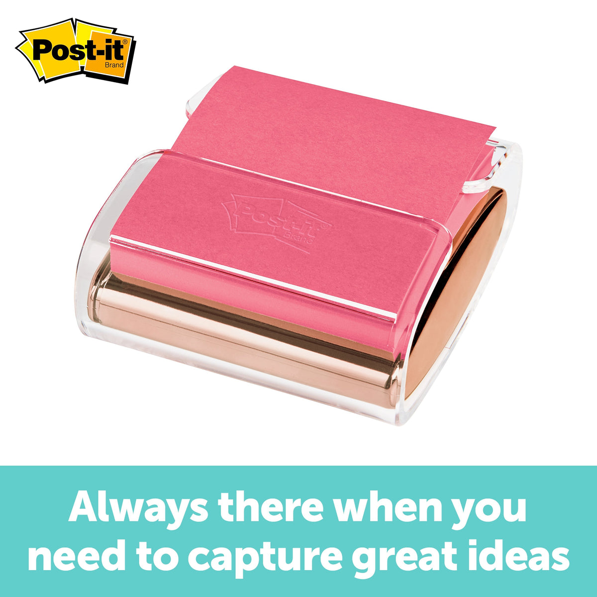 Post-it® Pop-up Note Dispenser, 3" x 3", Rose Gold