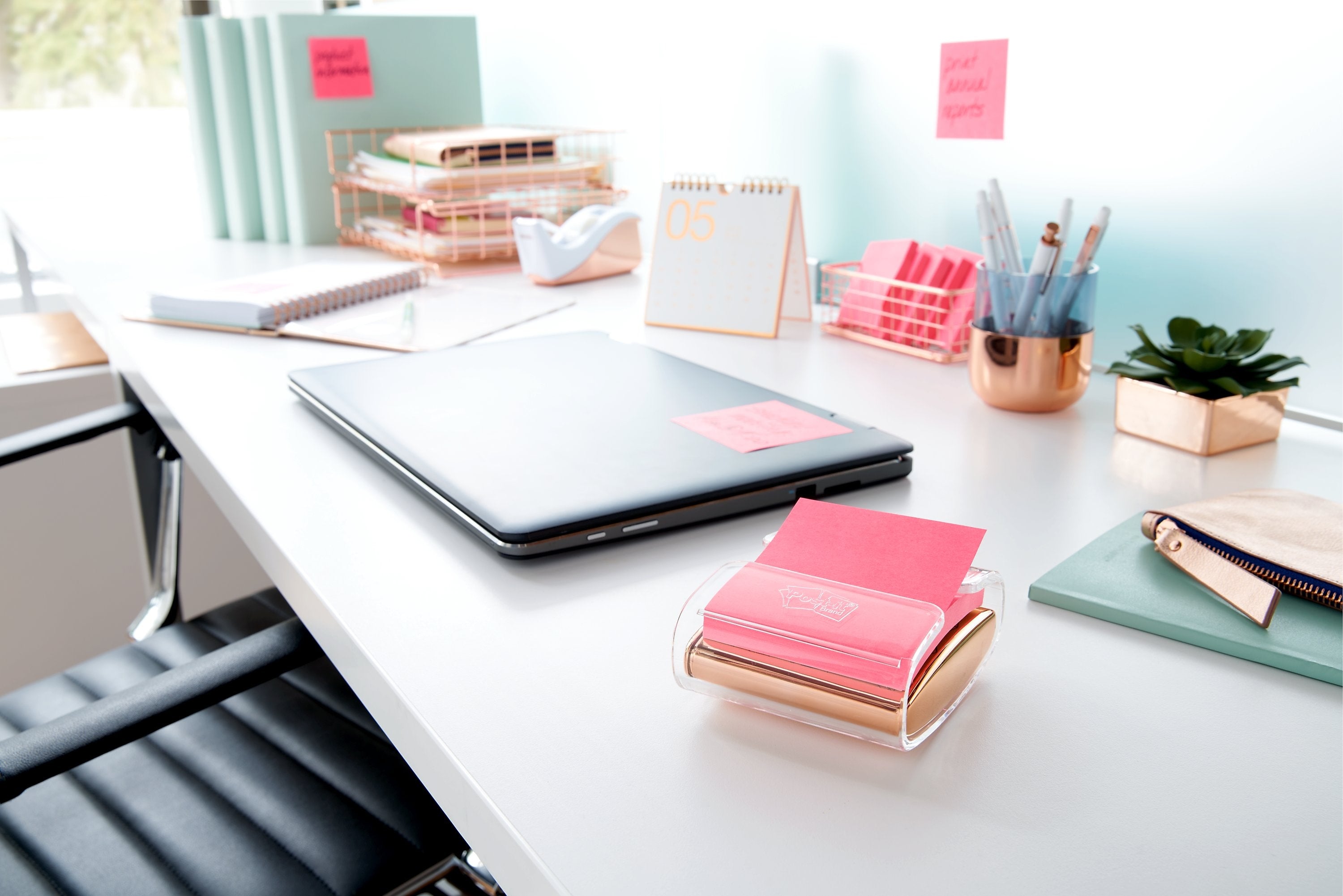 Post-it® Pop-up Note Dispenser, 3" x 3", Rose Gold