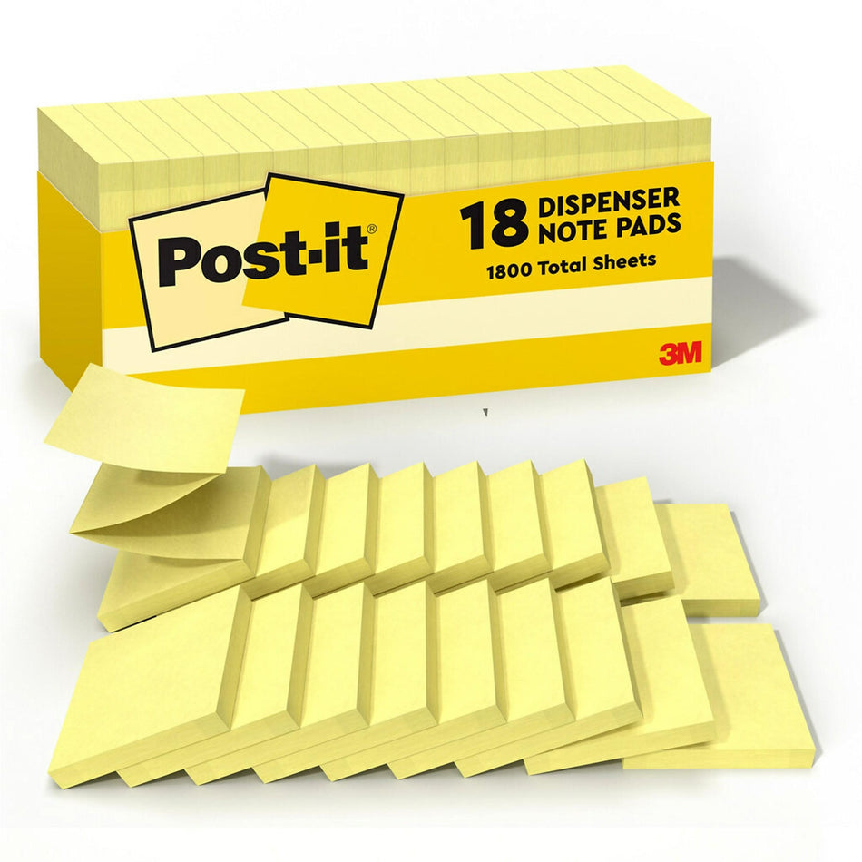 Post-it Pop-up Notes, 3" x 3", Canary Collection, 90 Sheet/Pad, 18 Pads/Pack