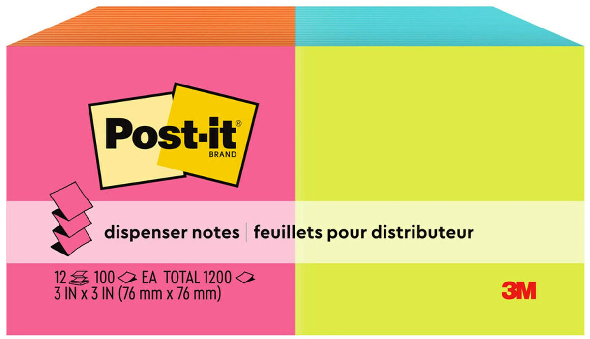 Post-it Pop-up Notes, 3" x 3", Poptimistic Collection, 100 Sheet/Pad, 12 Pads/Pack