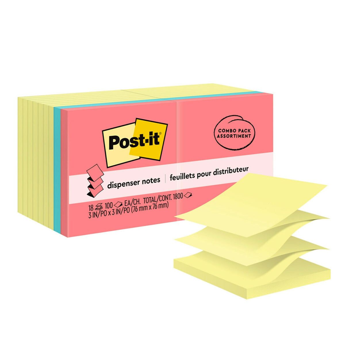 Post-it Pop-up Notes, 3" x 3", Poptimistic Collection, 100 Sheet/Pad, 18 Pads/Pack