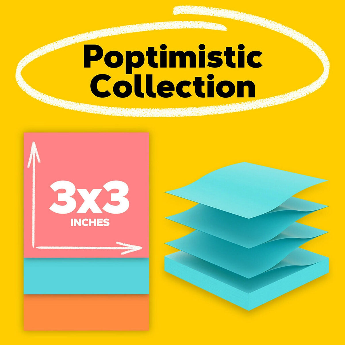 Post-it Pop-up Notes, 3" x 3", Poptimistic Collection, 100 Sheet/Pad, 18 Pads/Pack