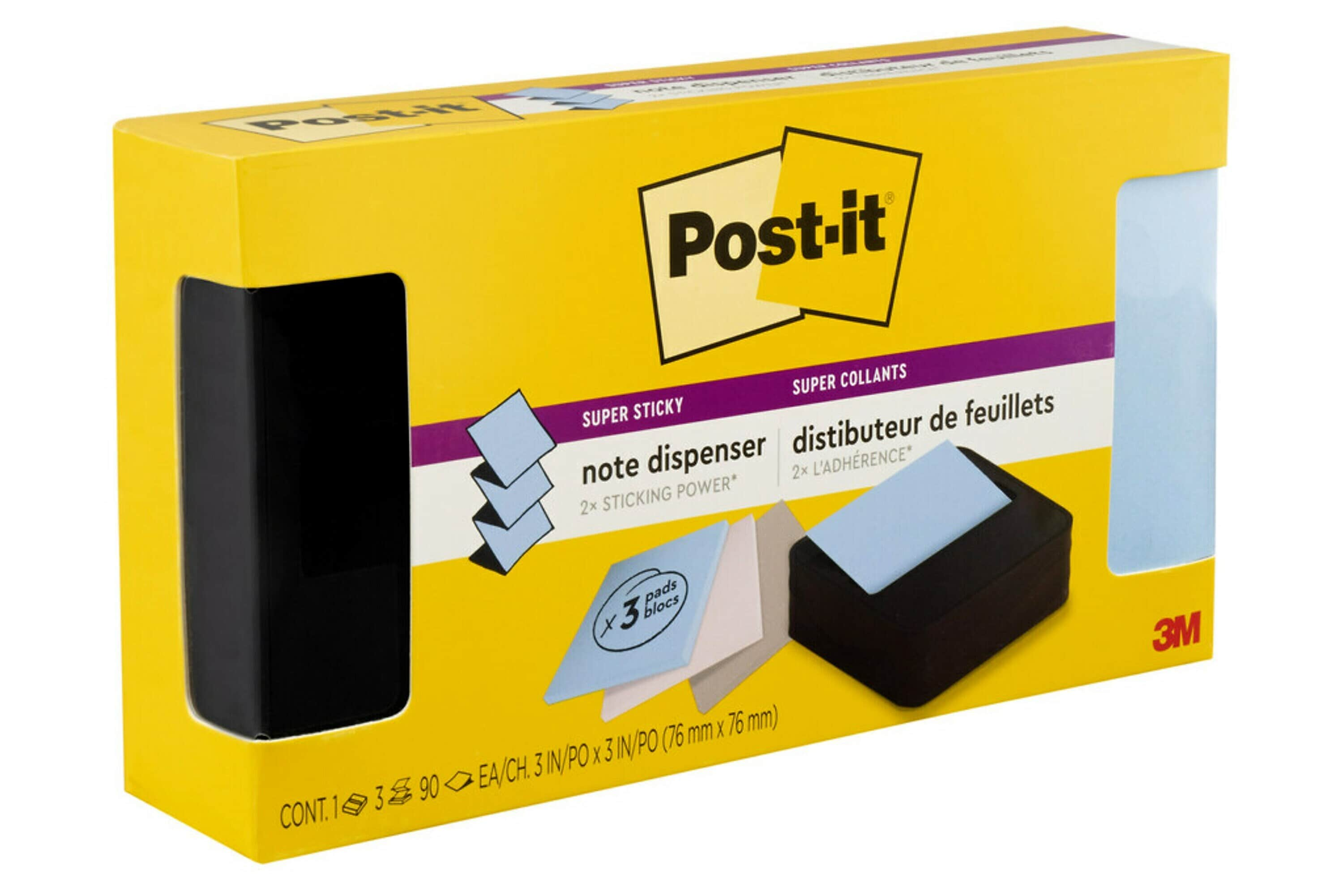 Post-it Pop-up Wave Design Dispenser with 3" x 3" Sticky Notes, Black