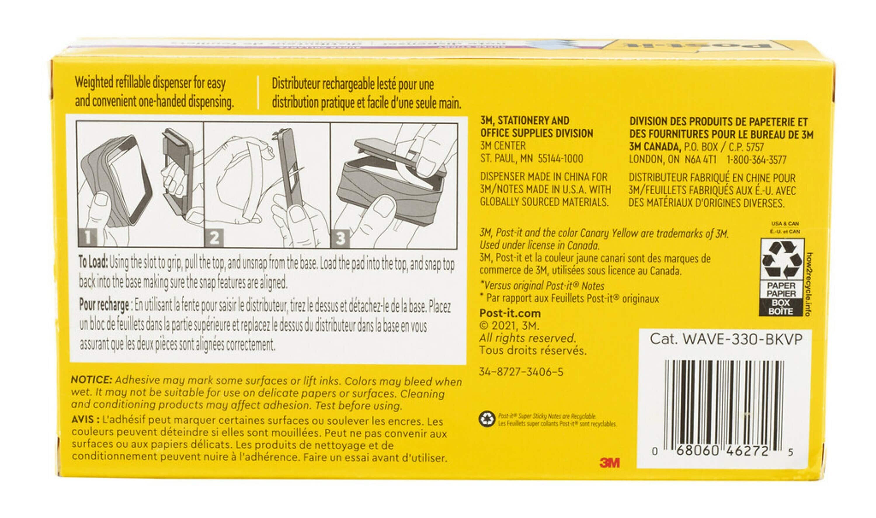 Post-it Pop-up Wave Design Dispenser with 3