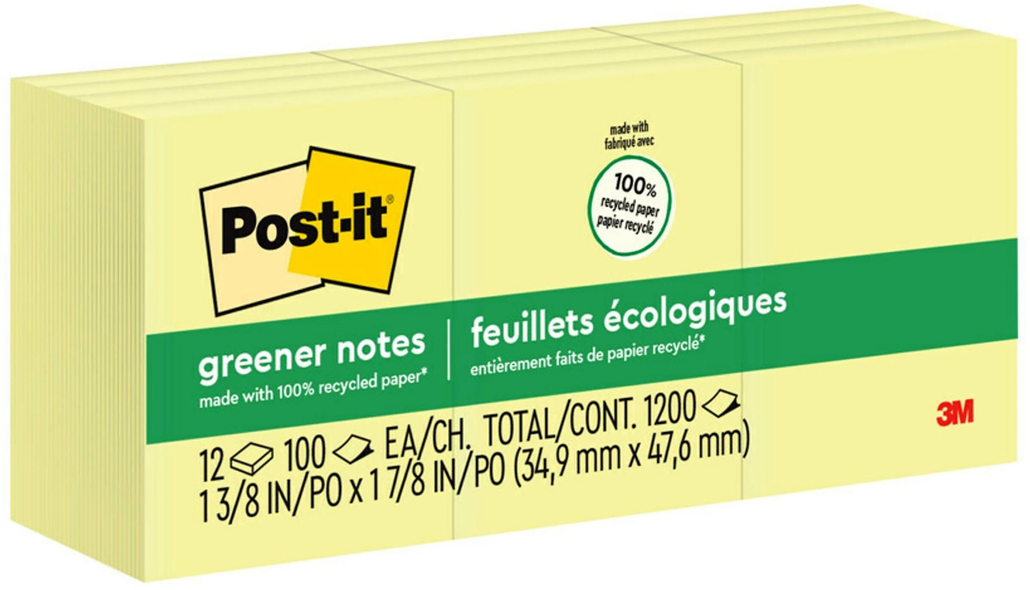 Post-it Recycled Notes, 1 3/8