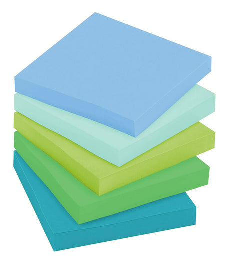 Post-it Recycled Super Sticky Notes, 3" x 3", Oasis Collection, 90 Sheet/Pad, 12 Pads/Pack