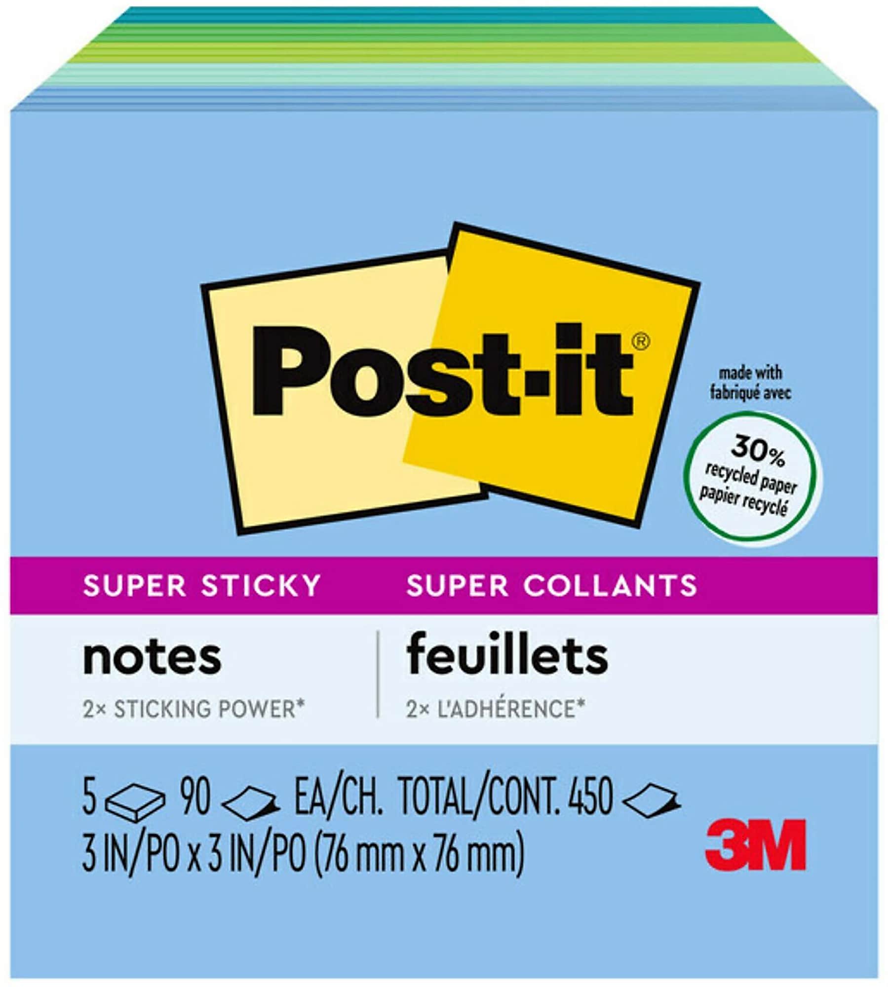 Post-it Recycled Super Sticky Notes, 3