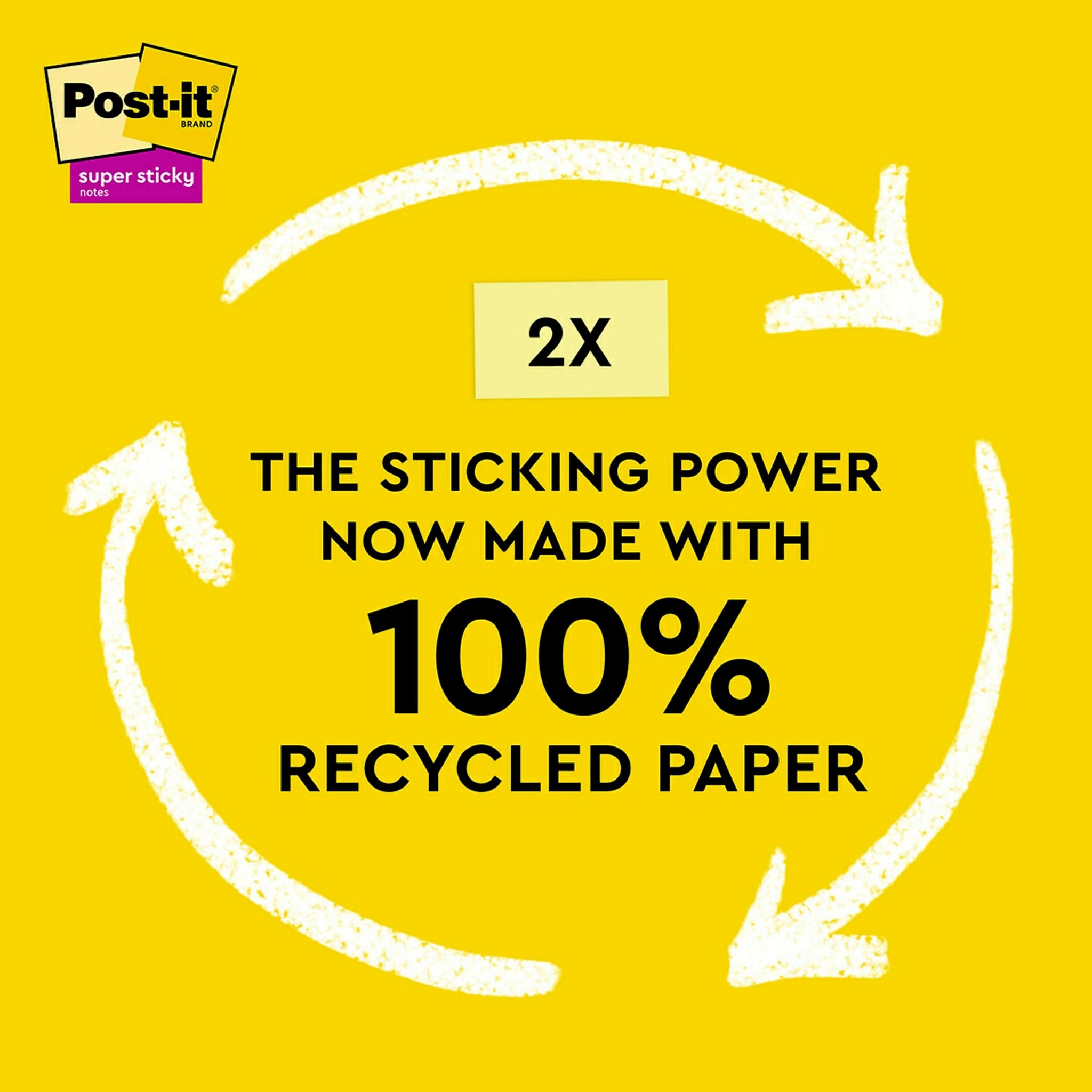 Post-it Recycled Super Sticky Notes, 3