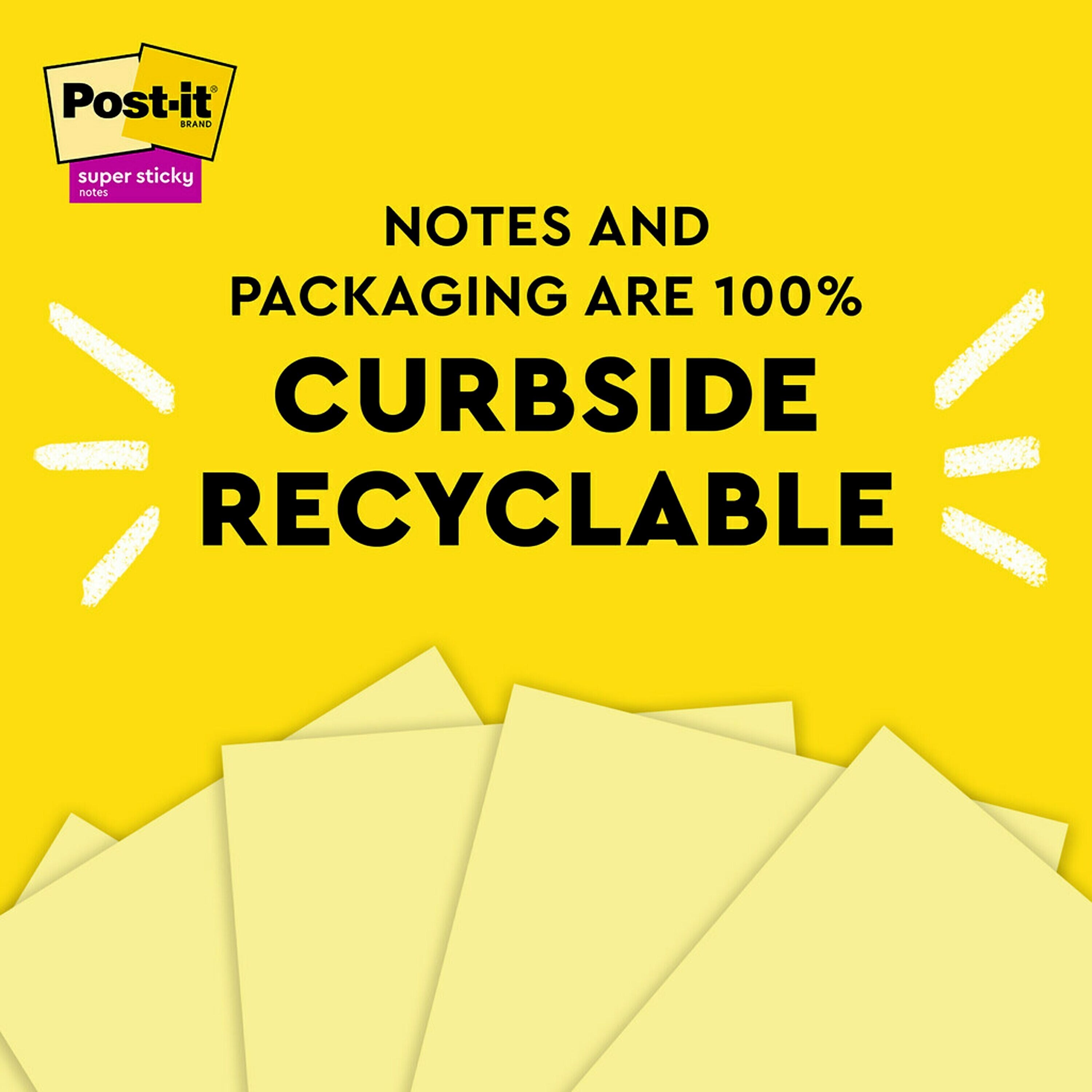Post-it Recycled Super Sticky Notes, 3
