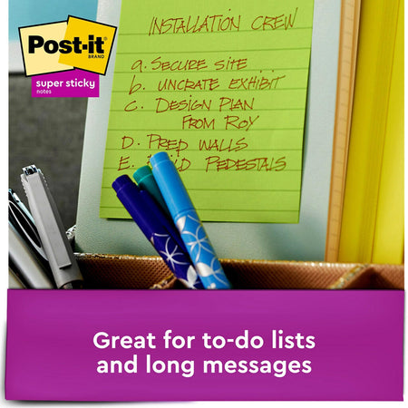 Post-it Recycled Super Sticky Notes, 4" x 4", Oasis Collection, Lined, 90 Sheet/Pad, 6 Pads/Pack