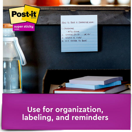 Post-it Recycled Super Sticky Notes, 4" x 4", Oasis Collection, Lined, 90 Sheet/Pad, 6 Pads/Pack