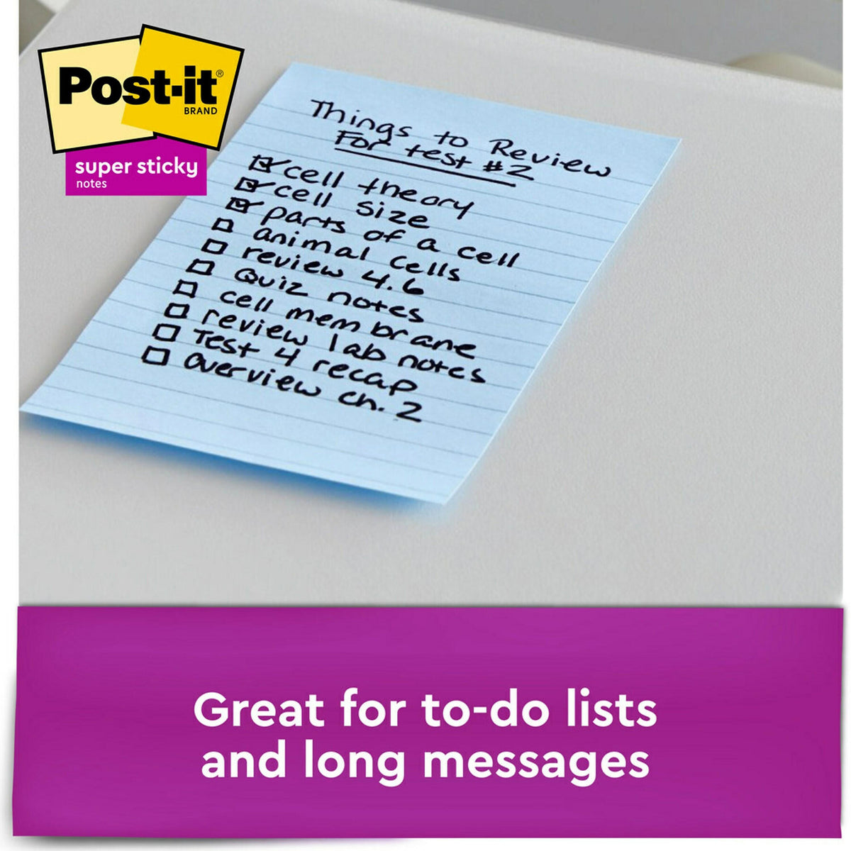 Post-it Recycled Super Sticky Notes, 4" x 6", Oasis Collection, Lined, 90 Sheet/Pad, 3 Pads/Pack