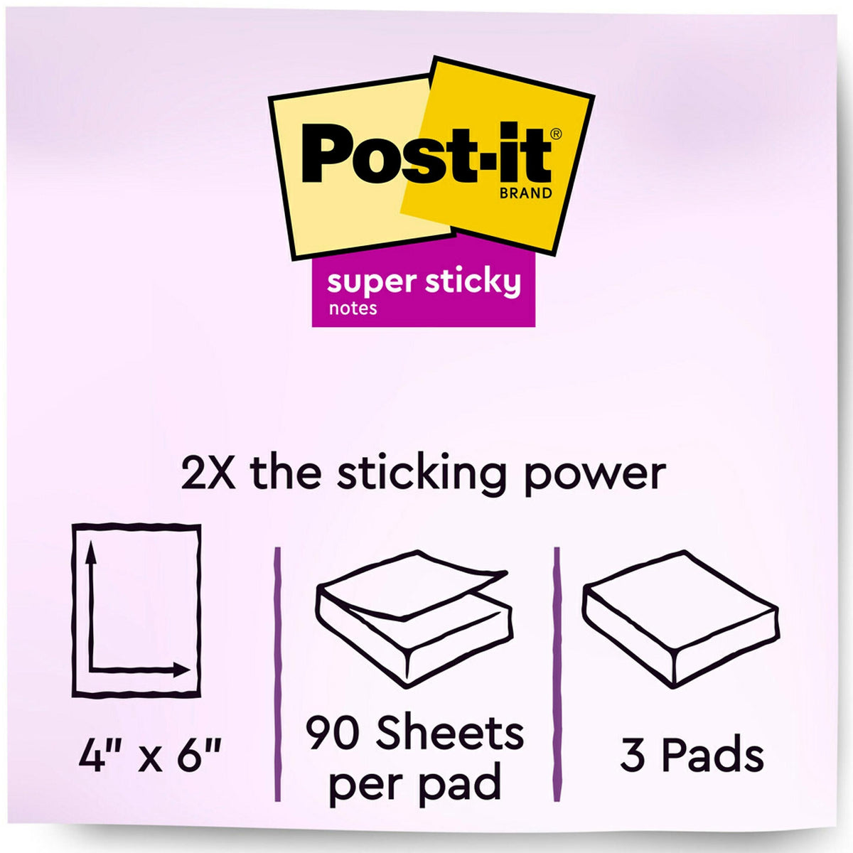 Post-it Recycled Super Sticky Notes, 4" x 6", Oasis Collection, Lined, 90 Sheet/Pad, 3 Pads/Pack