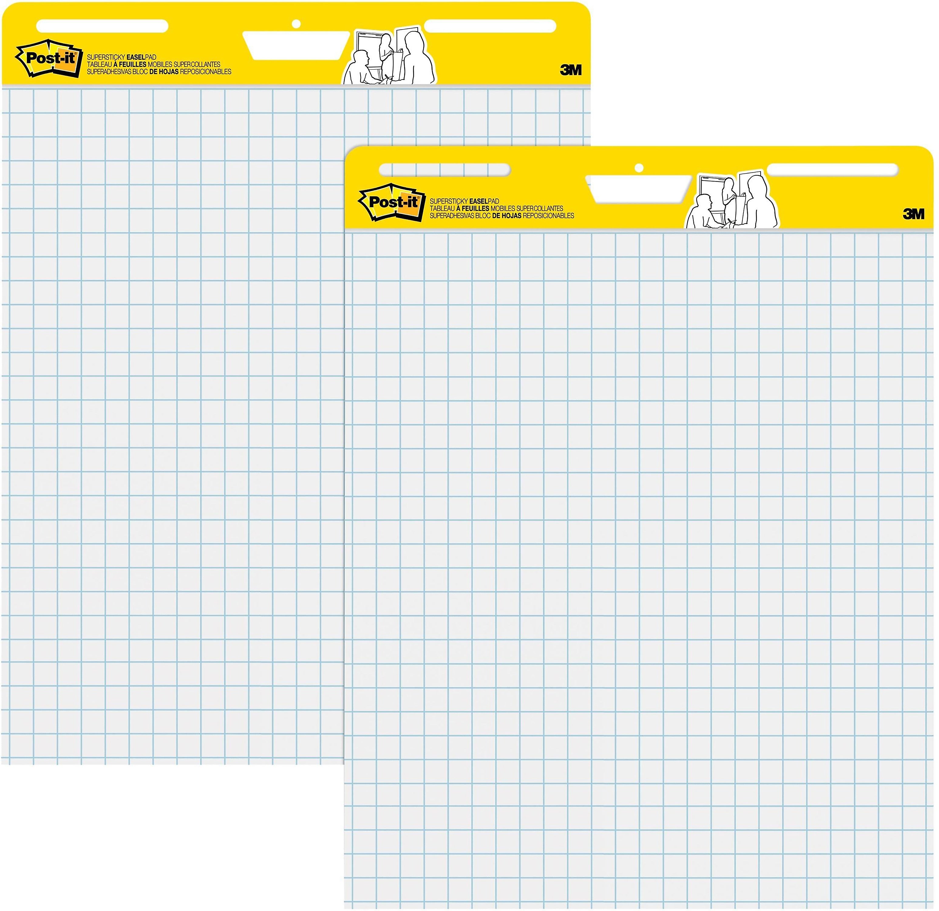 Post-it Super Sticky Easel Pad, 25" x 30", Grid Lined, 30 Sheets/Pad, 2 Pads/Carton