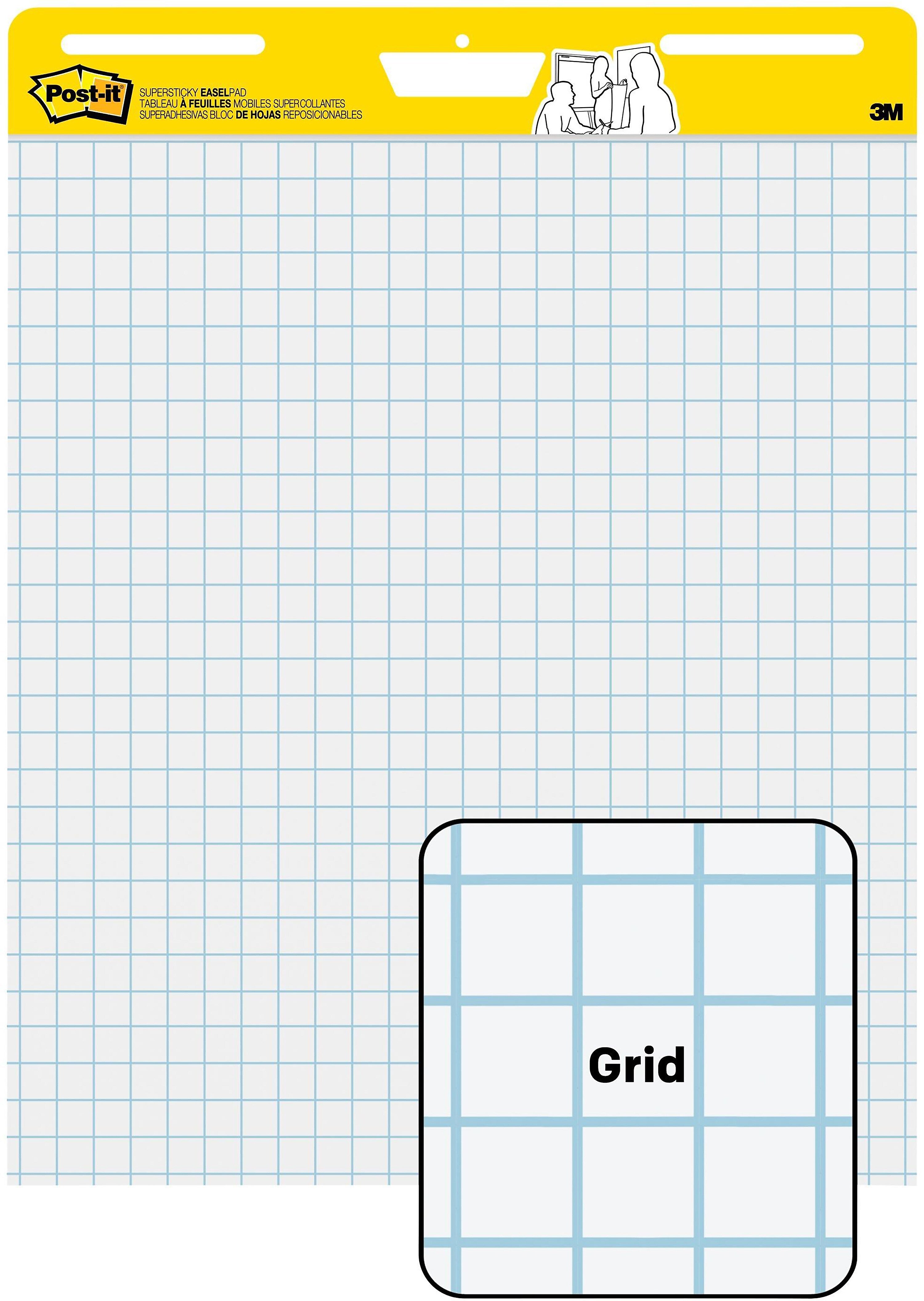 Post-it Super Sticky Easel Pad, 25" x 30", Grid Lined, 30 Sheets/Pad, 2 Pads/Carton