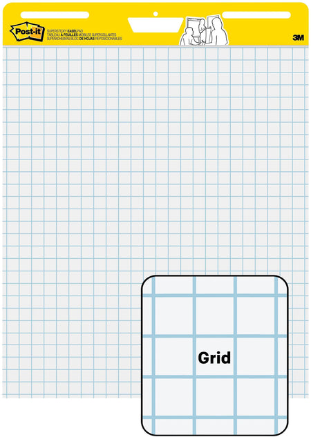 Post-it Super Sticky Easel Pad, 25" x 30", Grid Lined, 30 Sheets/Pad, 2 Pads/Carton