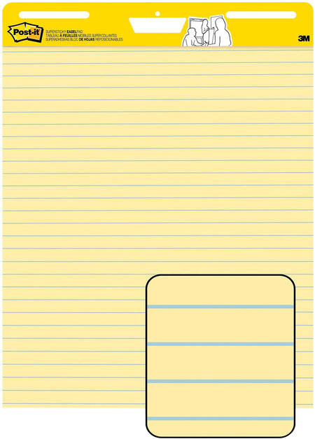 Post-it Super Sticky Easel Pad, 25" x 30", Lined, 30 Sheets/Pad, 2 Pads/Carton