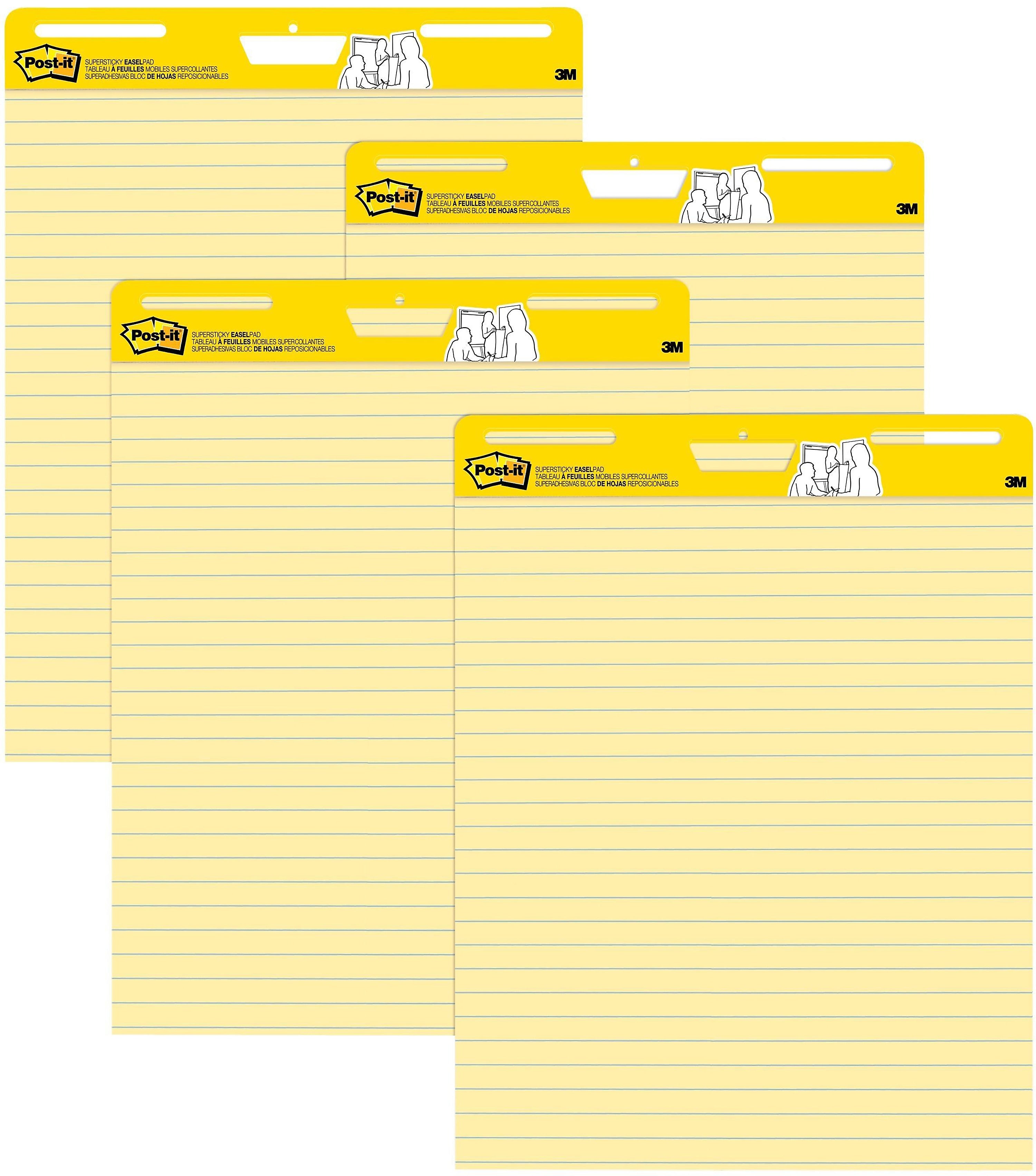 Post-it Super Sticky Easel Pad, 25" x 30", Lined, 30 Sheets/Pad, 4 Pads/Pack