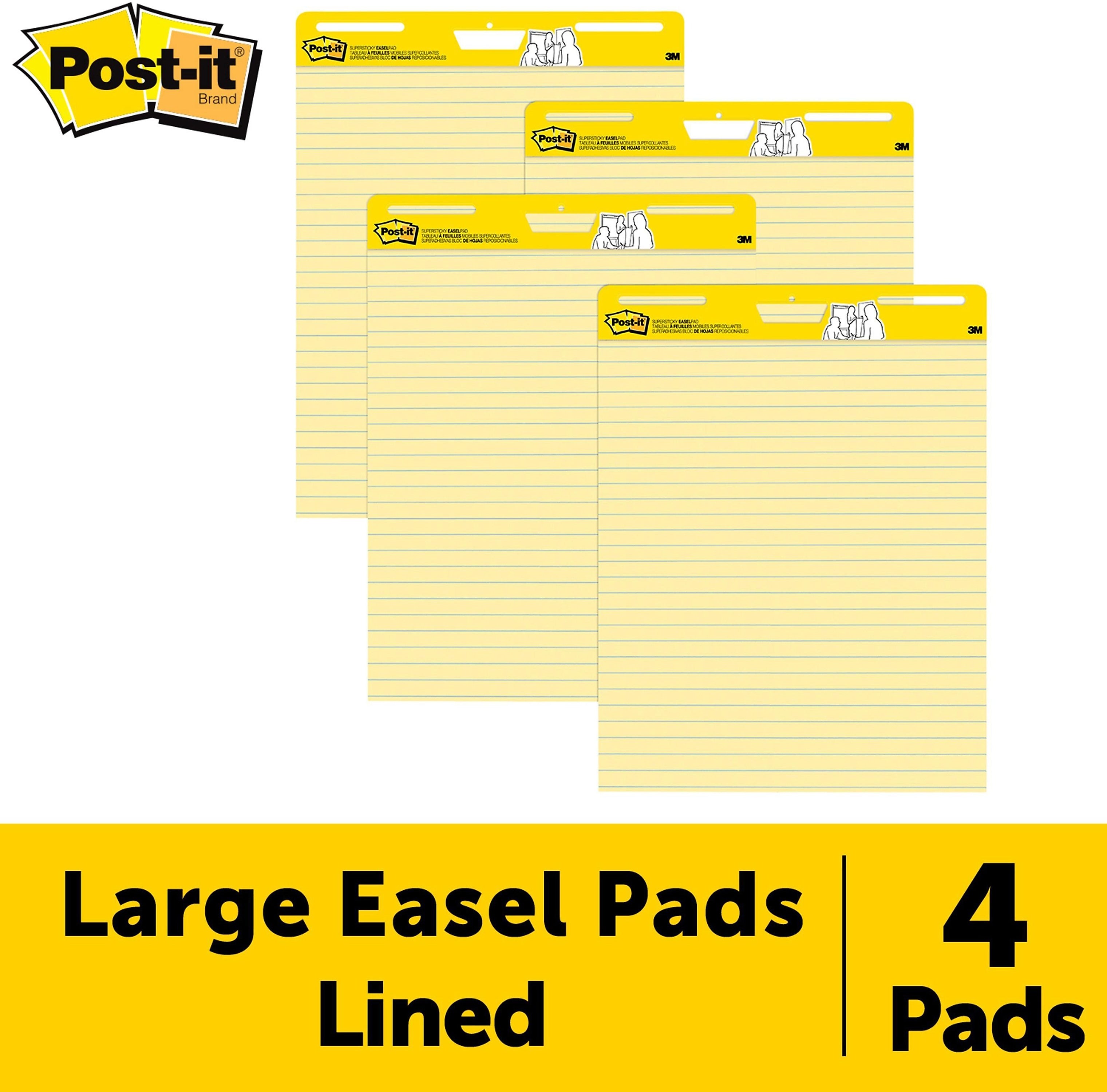 Post-it Super Sticky Easel Pad, 25" x 30", Lined, 30 Sheets/Pad, 4 Pads/Pack