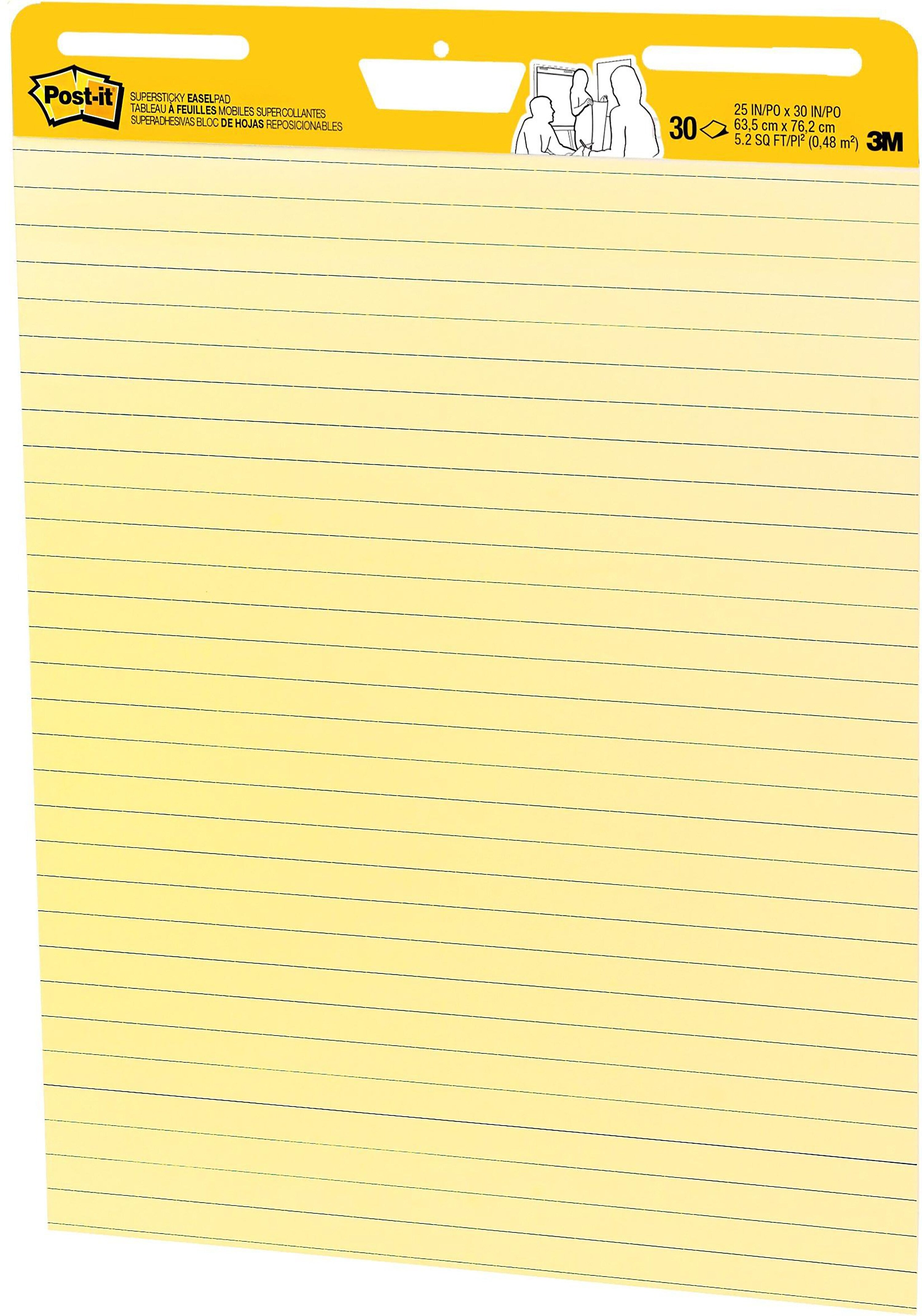 Post-it Super Sticky Easel Pad, 25" x 30", Lined, 30 Sheets/Pad, 4 Pads/Pack