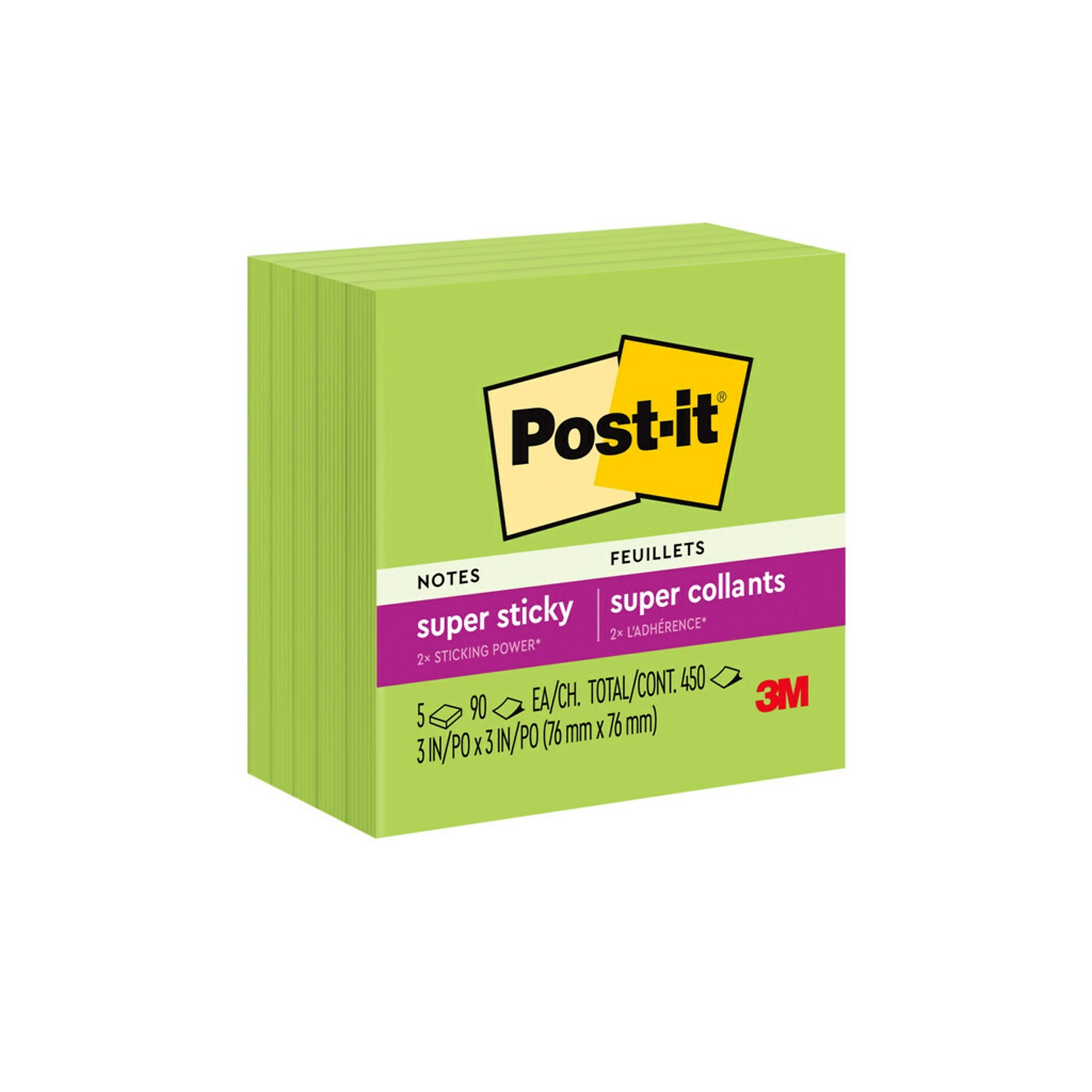 Post-it Super Sticky Notes, 3" x 3", Marrakesh Collection, 90 Sheet/Pad, 5 Pads/Pack