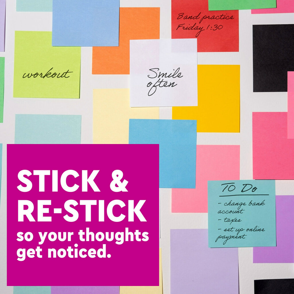 Post-it Super Sticky Notes, 3" x 3", Marrakesh Collection, 90 Sheet/Pad, 5 Pads/Pack