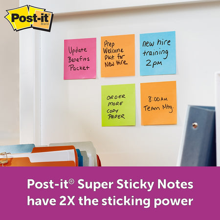 Post-it® Super Sticky Notes, 3" x 3", Rio De Janeiro Collection, 24 Pads/Pack