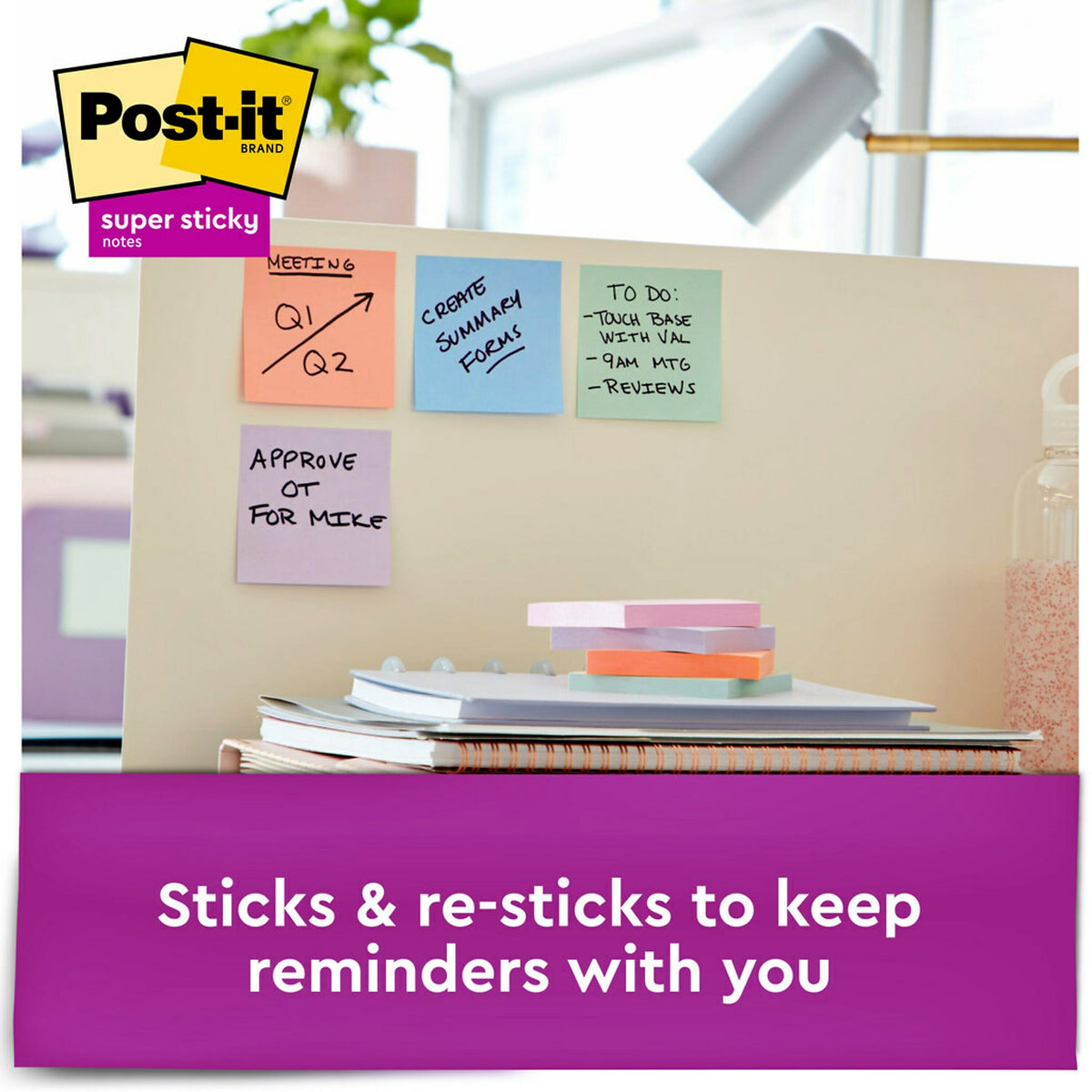 Post-it Super Sticky Notes, 3" x 3", Wanderlust Pastels Collection, 70 Sheet/Pad, 6 Pads/Pack