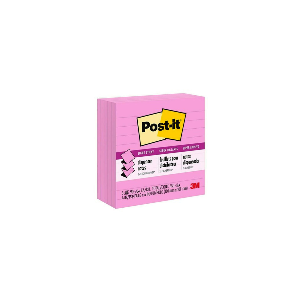 Post-it Super Sticky Notes, 4" x 4", Assorted Collection, Lined, 90 Sheet/Pad, 5 Pads/Pack