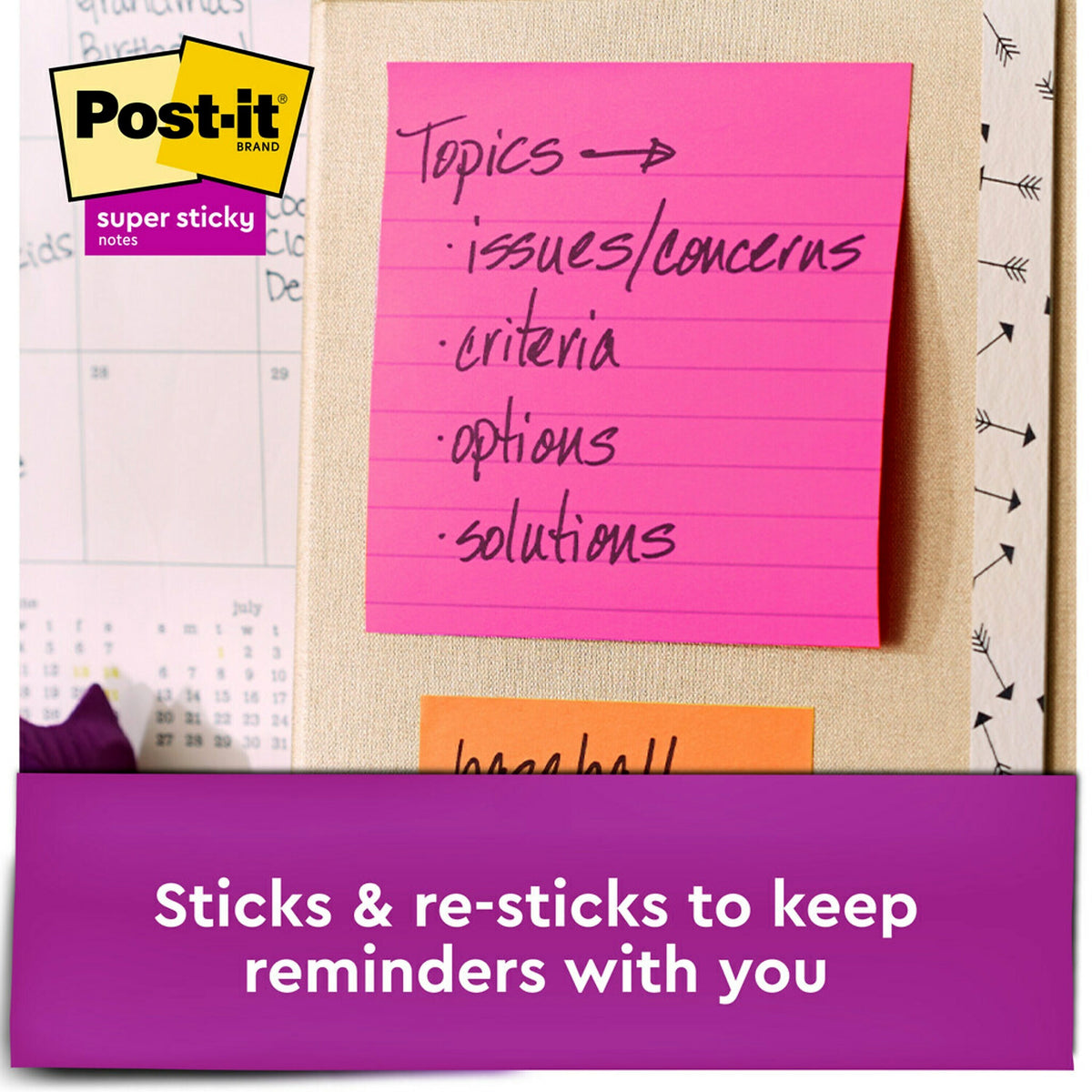 Post-it Super Sticky Notes, 4" x 4", Energy Boost Collection, Lined, 90 Sheet/Pad, 6 Pads/Pack