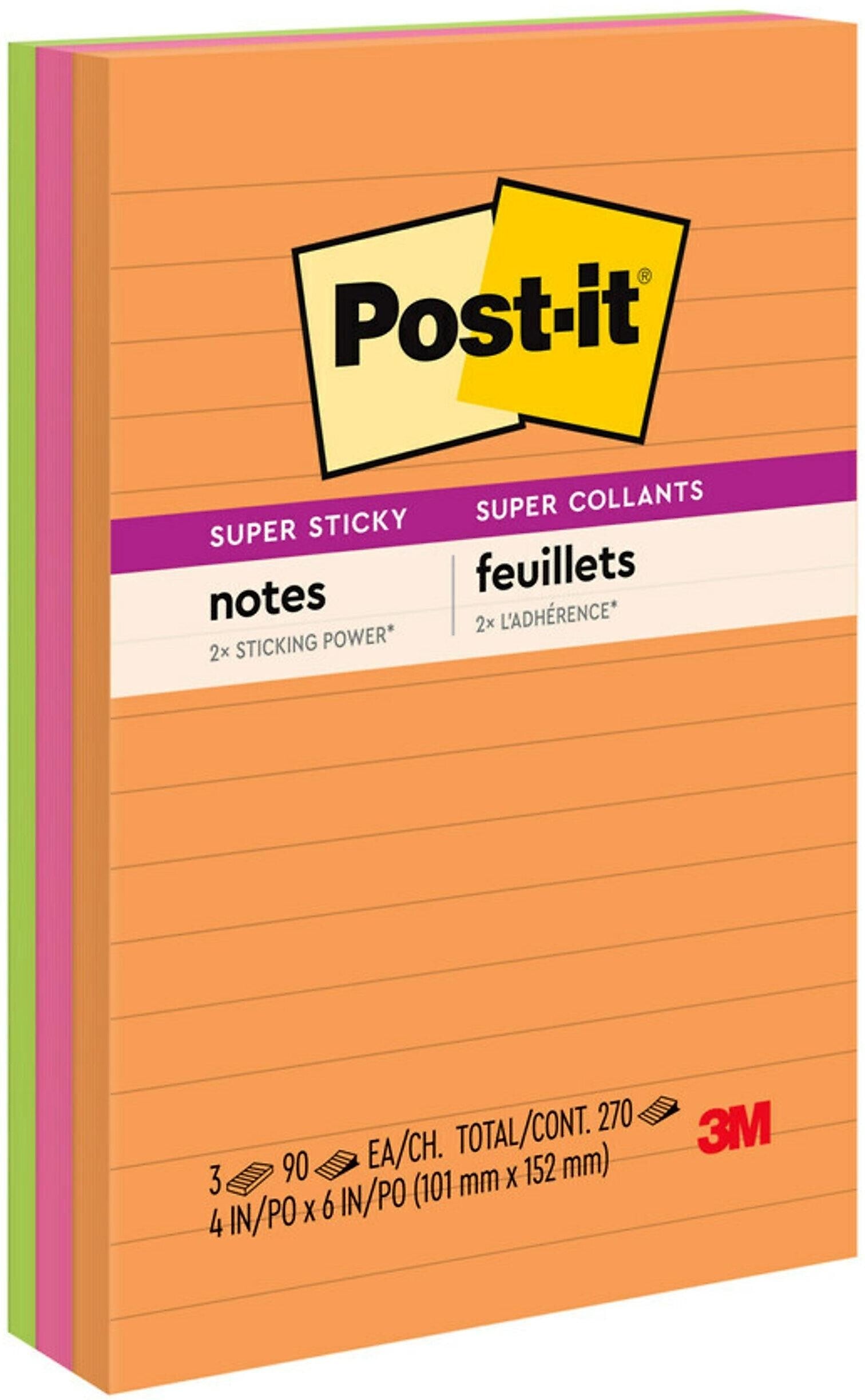 Post-it Super Sticky Notes, 4