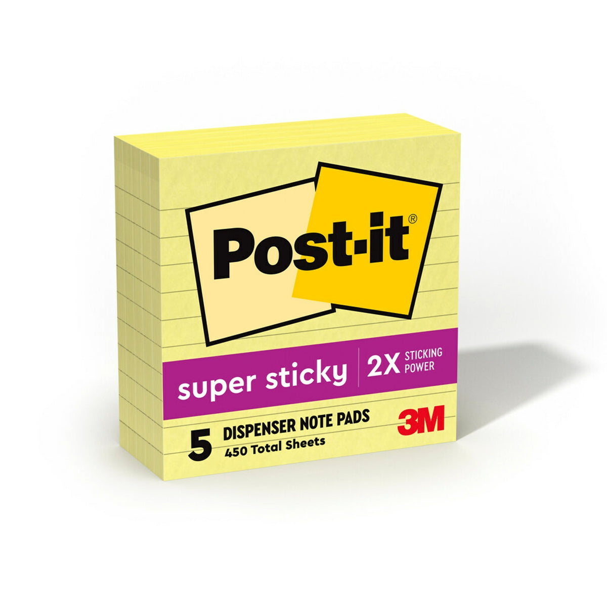 Post-it Super Sticky Pop-up Notes, 4" x 4", Canary Collection, Lined, 90 Sheet/Pad, 6 Pads/Pack