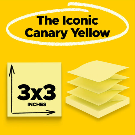 Post-it Super Sticky Pop-up Notes, 4" x 4", Canary Collection, Lined, 90 Sheet/Pad, 6 Pads/Pack