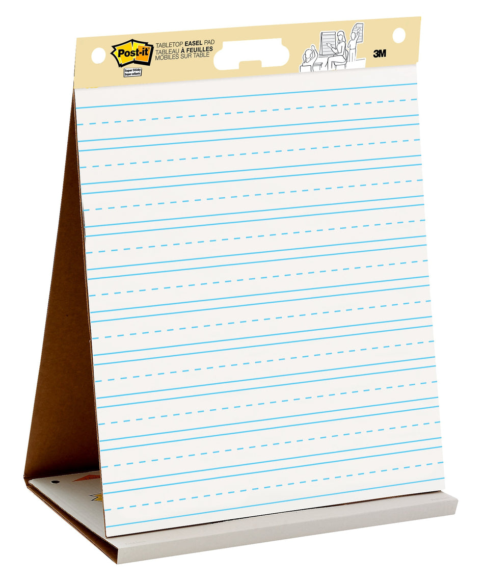 Post-it® Super Sticky Tabletop Easel Pad, 20" x 23", Primary Lined, 20 Sheets/Pad