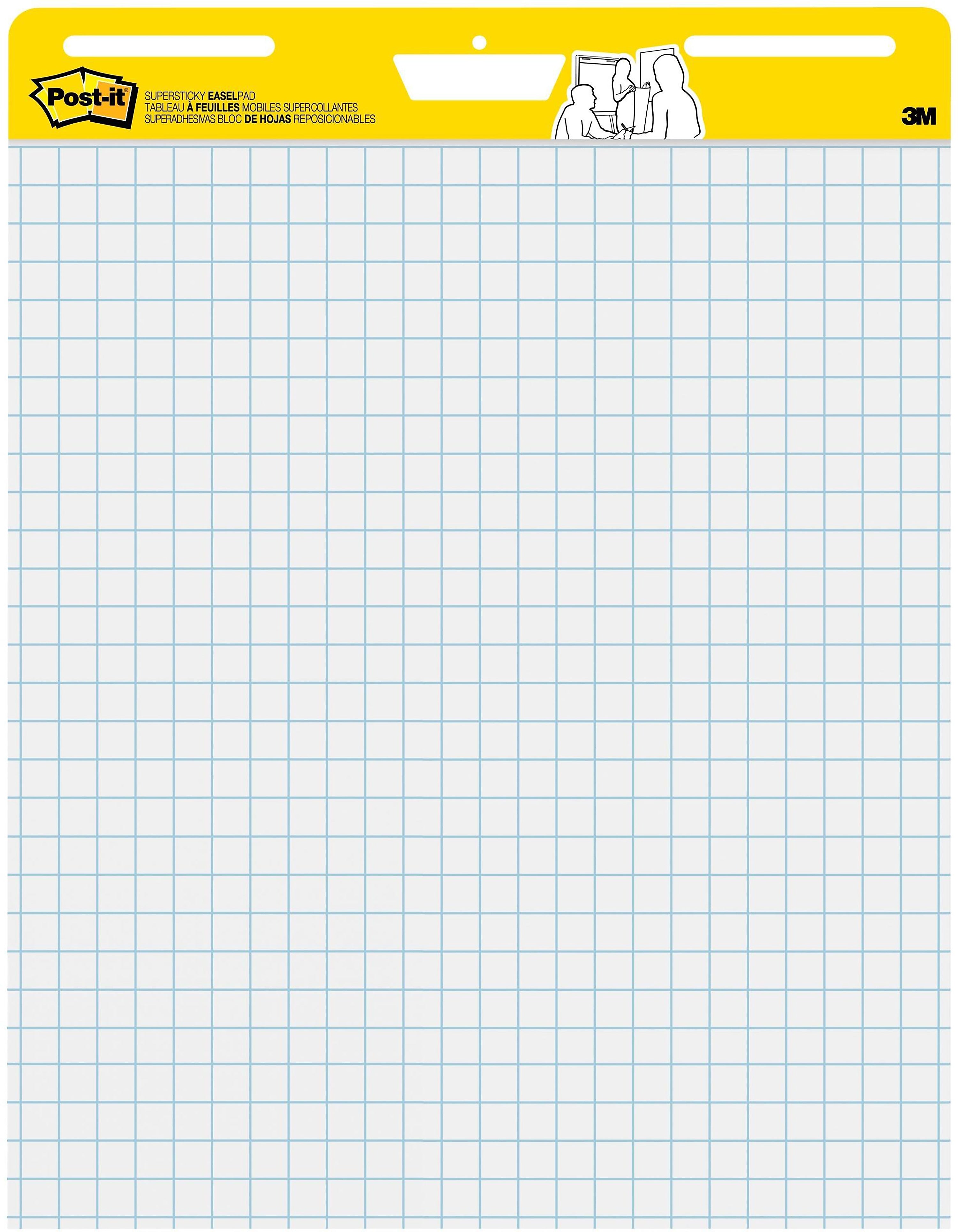 Post-it Super Sticky Wall Easel Pad, 25" x 30", Grid Lined, 30 Sheets/Pad, 4 Pads/Pack