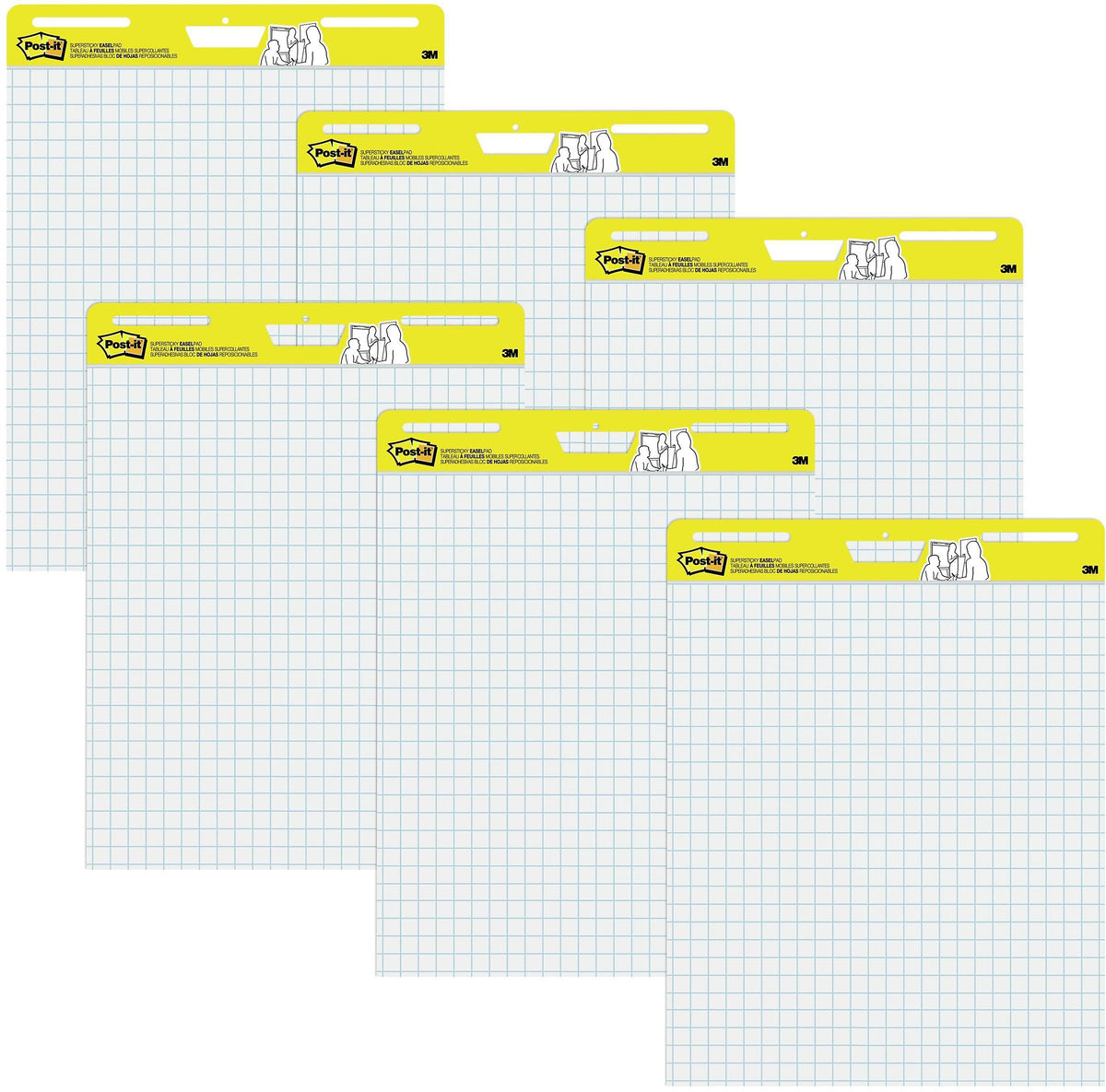 Post-it Super Sticky Wall Easel Pad, 25" x 30", Grid Lined, 30 Sheets/Pad, 6 Pads/Pack